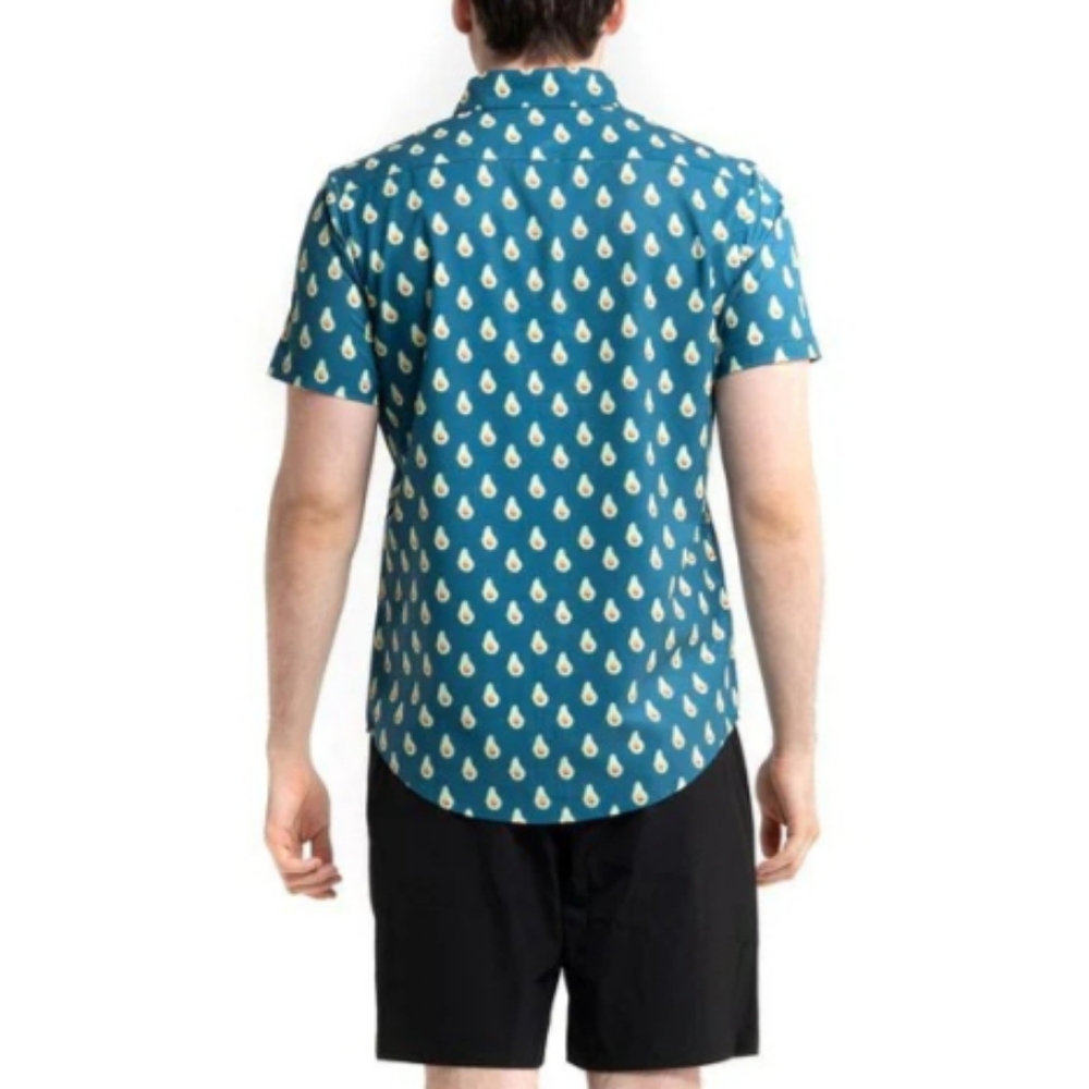 Bermies Avocado Performance Button Down Hawaiian … - image 4